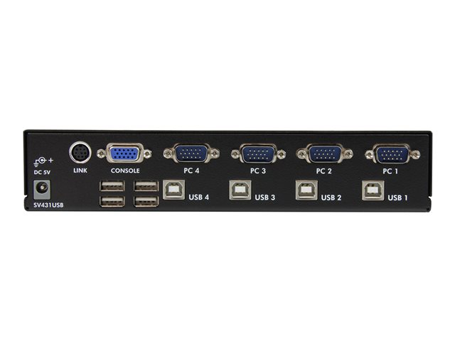 StarTech.com 4 Port Professional VGA USB KVM Switch with Hub - 1U Rack-mountable KVM Switch (SV431USB) - KVM switch - 4 x KVM port(s) - 1 local user - desktop - for P/N: SV431RACK, SVUSB2N1_10, SVUSB2N1_15, SVUSB2N1_6
