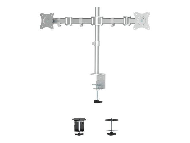 Neomounts NM-D135D - Mounting kit - full-motion - for 2 LCD displays - silver - screen size: 10\"-27\" - clamp mountable, grommet, desk-mountable