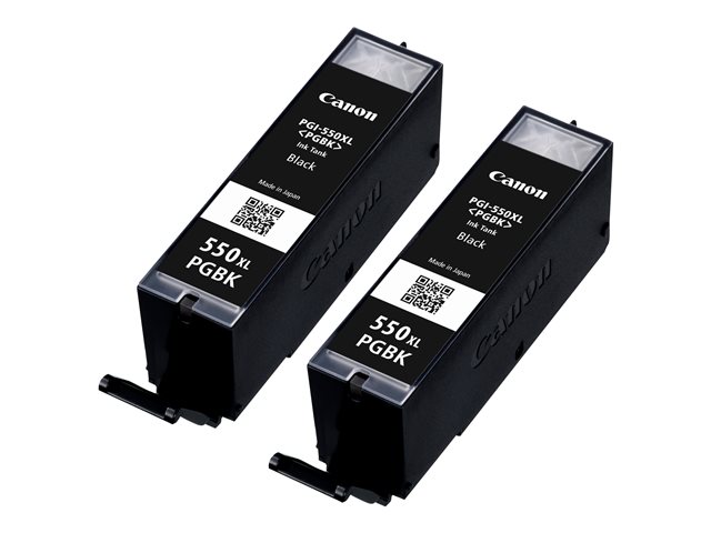Canon PGI-550PGBK XL Twin pack - 2-pack - 15 ml - High Yield - black - original - blister with security - ink tank - for PIXMA iP7250, iP8750, iX6850, MG5550, MG5650, MG6450, MG6650, MG7150, MG7550, MX725, MX925