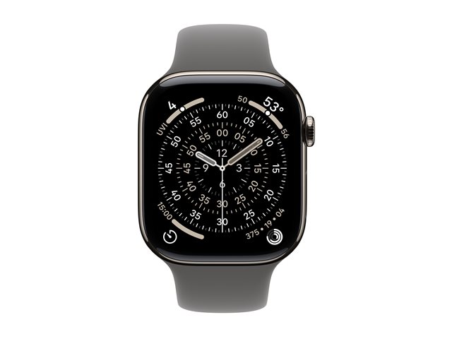 Apple Watch Series 11 GPS + Cellular 46mm Natural Titanium Case with Stone Grey Sport Band - S/M