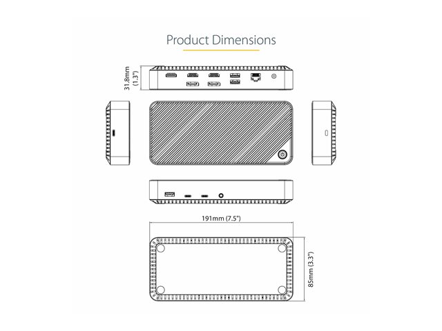 StarTech.com USB-C Triple Monitor Docking Station - HDMI/DP Triple 4k USB-C Dock - 5x USB Hub - GbE - 100W PD - Universal Multi Monitor Docking Station - Thunderbolt 3/4 Compatible (116E-USBC-DOCK) - Docking station - USB-C - 1GbE