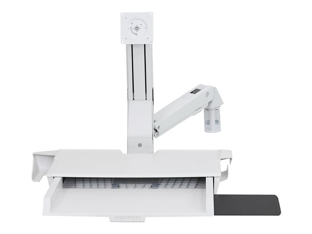 Ergotron StyleView - Mounting kit (mouse holder, wrist rest, barcode scanner holder, VESA adapter, wall mount bracket, keyboard tray, flat horizontal surface base, adjustable monitor arm, track mount bracket kit, slide-out mouse tray) - for LCD display / PC equipment - sit-stand combo arm with worksurface - aluminium, high-grade plastic - white - screen size: up to 24\" - wall-mountable