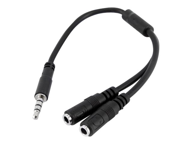 StarTech.com 4 Position to 2x 3 Position 3.5mm Headset Splitter Adapter - Headset splitter - 4-pole mini jack male to mini jack female - 20 cm - black - for P/N: DK30A2DH, DK30CHDDPPD, DK30CHDPPDUE, MST30C2HDPPD, USB3SMDOCK4K, USB3VDOCKD