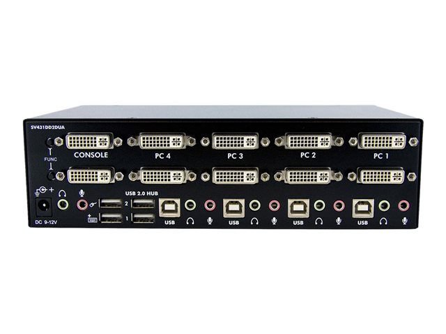 StarTech.com 4-Port Dual KVM Switch with Audio for DVI Computers - Built-in USB Hub (SV431DD2DUA) - KVM / audio / USB switch - 4 x KVM / audio / USB - 1 local user - desktop - for P/N: IM12D1500P, SV431RACK, SVA12M2NEUA, SVA12M5NA, USBDVI4N1A10, USBDVI4N1A6