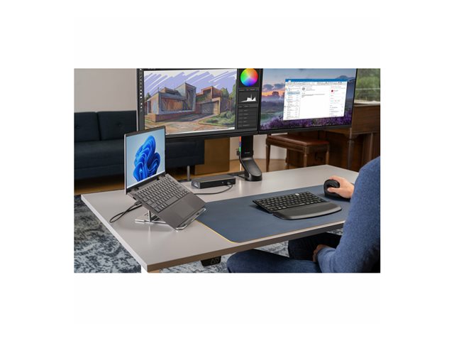 Kensington SmartFit Space-Saving Dual Monitor Arm - Mounting kit - Tilt & Swivel - for 2 monitors - aluminium, plastic, steel - black - screen size: up to 27\" - desktop, C-clamp, grommet, desk-mountable