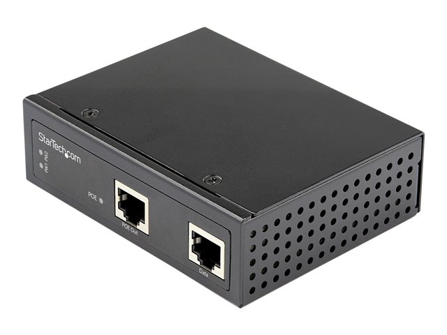 StarTech.com Industrial Gigabit PoE Injector, High Speed/High Power 90W, 802.3bt PoE++ 48V-56VDC DIN Rail UPoE/Ultra Power Over Ethernet Injector Adapter, -40C to +75C, Rugged, Gigabit PoE - 90W PoE++ Injector (POEINJ1G90W) - PoE injector - 90 Watt - output connectors: 2 - black
