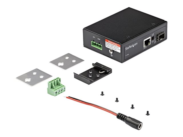 StarTech.com Industrial Fiber to Ethernet Media Converter, 1Gbps SFP to RJ45/ Cat6, Singlemode/Multimode Optical Fiber to Copper Gigabit Eternet Network, 12-56V DC, IP-30/ -40 to +75C - Fiber Media Converter (IMC1GSFP) - Fibre media converter - GigE - 1000Base-SX, 1000Base-T - RJ-45 / SFP (mini-GBIC)
