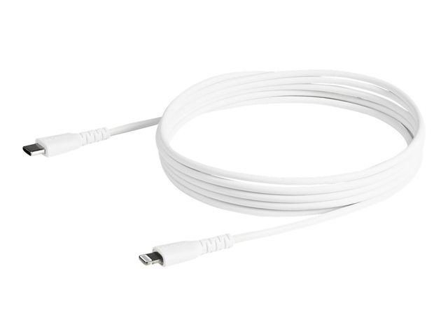 StarTech.com 6 ft(2m) Durable White USB-C to Lightning Cable, Heavy Duty Rugged Aramid Fiber USB Type A to Lightning Charger/Sync Power Cord, Apple MFi Certified iPad/iPhone 12 Pro Max - iPhone 7/8/11/11 Pro - Lightning cable - Lightning male to 24 pin USB-C male - 2 m - white