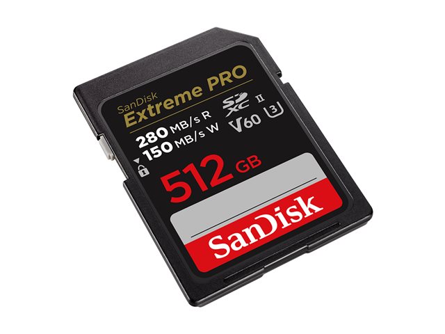 SanDisk Extreme Pro - Flash memory card - 512 GB - Video Class V60 / UHS-II U3 / Class10 - SDXC UHS-II