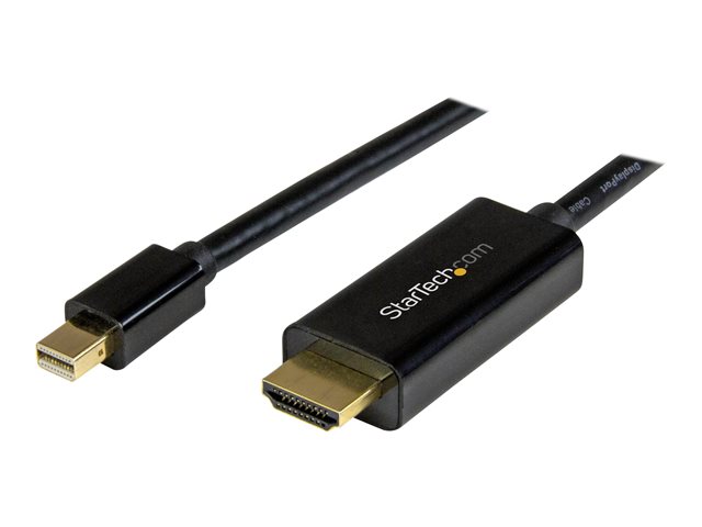 StarTech.com Mini DisplayPort to HDMI converter cable - 3 ft (1m) - mDP to HDMI adapter with built-in cable - (M / M) Ultra HD 4K (MDP2HDMM1MB) - Adapter cable - Mini DisplayPort male to HDMI male - 1 m - black - 4K support