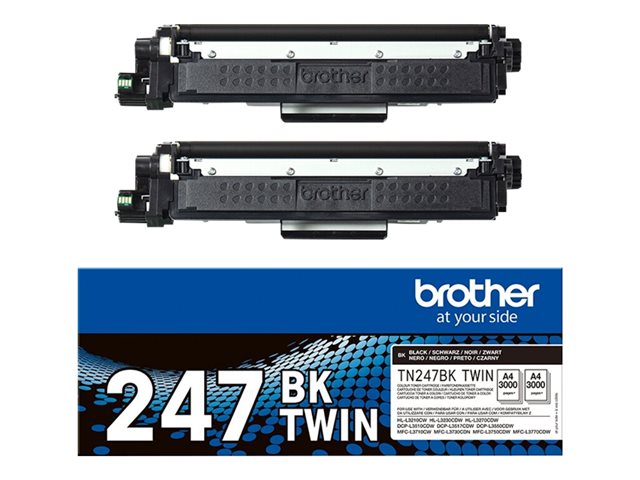 Brother TN247BK TWIN - 2-pack - High Yield - black - original - toner cartridge - for Brother DCP-L3510, L3517, L3550, HL-L3270, L3290, MFC-L3710, L3730, L3750, L3770