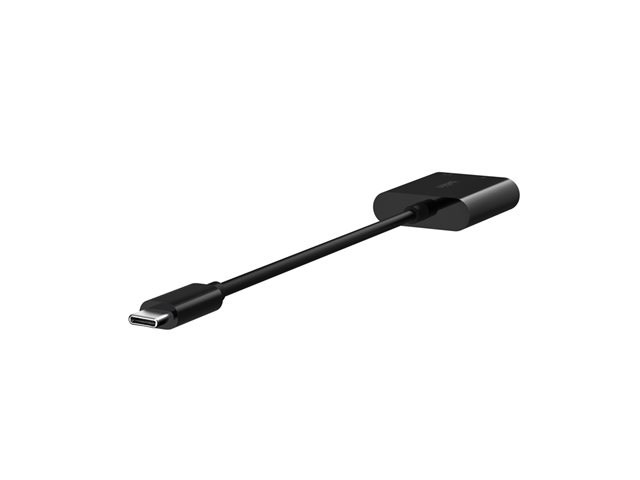 Belkin RockStar - USB-C to headphone jack / charging adapter - USB-C male to mini jack, USB-C female - 19.6 cm - USB Power Delivery (60W)