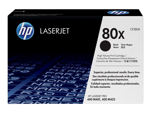 HP 80X - High Yield - black - original - LaserJet - toner cartridge (CF280X) - for LaserJet Pro 400 M401, MFP M425