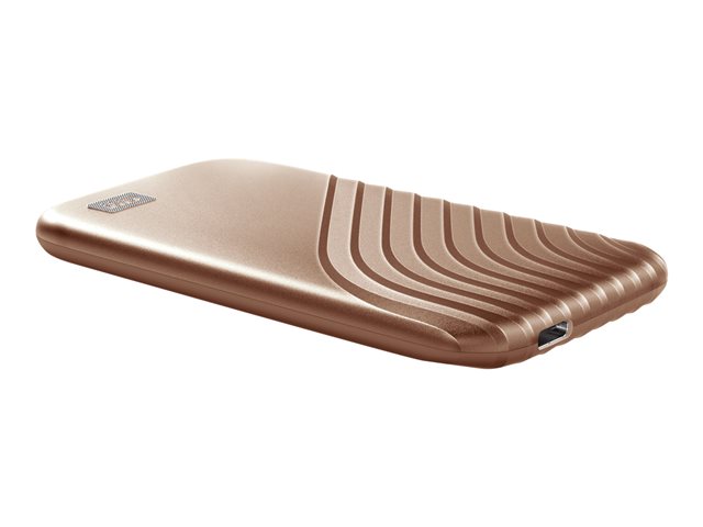 WD My Passport SSD WDBAGF0010BGD - SSD - encrypted - 1 TB - external (portable) - USB 3.2 Gen 2 (USB-C connector) - 256-bit AES - gold