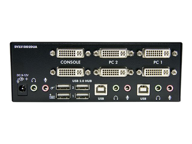 StarTech.com DVI KVM Switch with Audio & USB 2.0 Hub - 2-Port USB KVM Switch - 1920 x 1200 - Dual Monitor KVM Switch (SV231DD2DUA) - KVM / audio / USB switch - 2 x KVM / audio / USB - 1 local user - desktop - for P/N: IM12D1500P, SVA12M2NEUA, SVA12M5NA, USBDVI4N1A10, USBDVI4N1A6