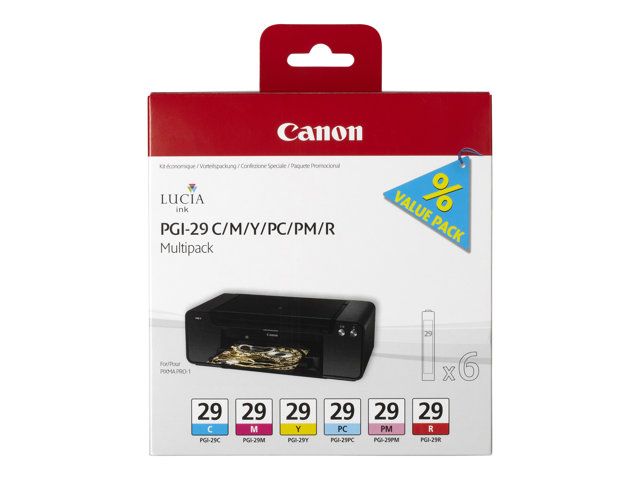 Canon PGI-29 CMY/PC/PM/R Multipack - Yellow, cyan, magenta, red, photo cyan, photo magenta - original - ink tank - for PIXMA PRO-1