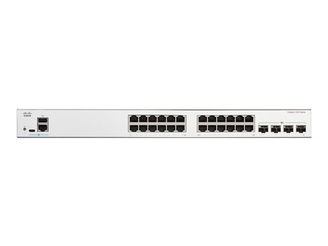Cisco Catalyst 1200-24T-4X - Switch - L3 - smart - 24 x 10/100/1000 + 4 x 10Gb Ethernet SFP+ - rack-mountable