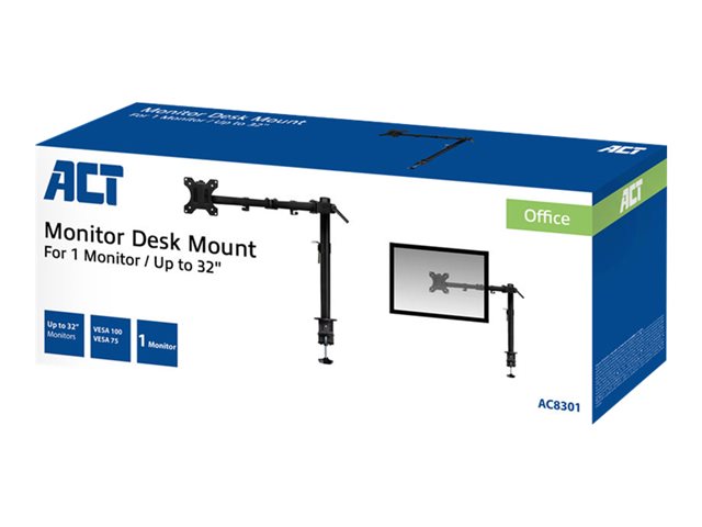 Bevestigingskit (klem, pakkingringklem, stand) - instelbare arm - voor LCD-scherm - plastic, aluminium, staal - schermgrootte: 10\"-32\" - te monteren op bureau