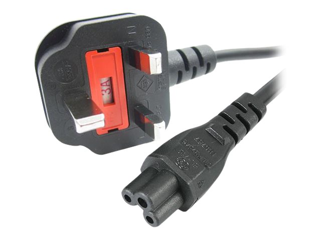 StarTech.com 3ft (1m) UK Laptop Power Cable, BS 1363 to C5 Clover Leaf, 2.5A 250V, 18AWG, Notebook/Laptop Replacement Cord, Printer Cable, UK Laptop Charger Cord, BS 1363 to IEC60320 C5 - Power Brick Cord - Power cable - IEC 60320 C5 to BS 1363 (M) - AC 250 V - 1 m - molded - black