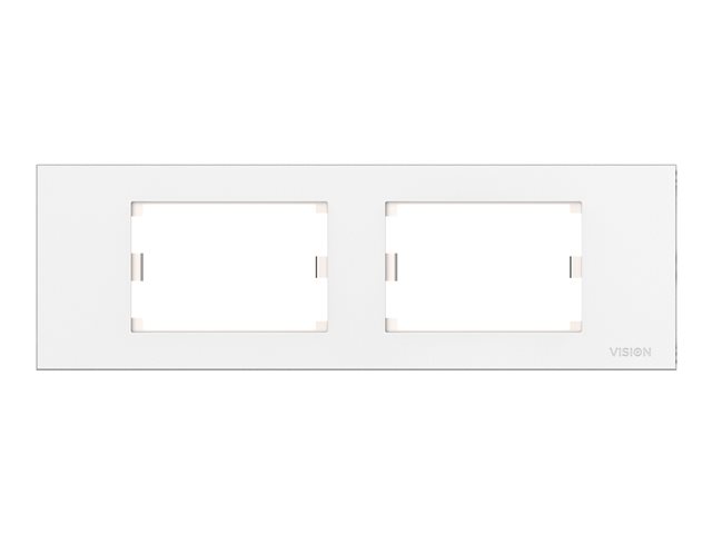 VISION Techconnect Modular AV Faceplate - LIFETIME WARRANTY - Belgian 65mm surround - frame which accommodates four modules - fits to standard 65mm Le Grand cable canal - 210 x 68 x 20 mm - plastic - white