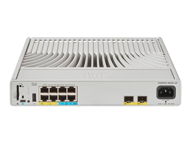 Cisco Catalyst 9200CX - Network Essentials - switch - compact - L3 - Managed - 4 x 10/100/1000 (UPOE) + 4 x 100/1000/2.5/5/10G (UPOE) + 2 x 10 Gigabit SFP+ (uplink) - rack-mountable - UPOE (240 W)