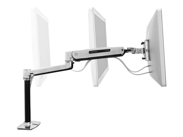 Ergotron LX HD Sit-Stand - Mounting kit (articulating arm, pole, VESA adapter, desk clamp base, grommet-mount base) - Constant Force Technology - for LCD display - polished aluminium - screen size: up to 49\"