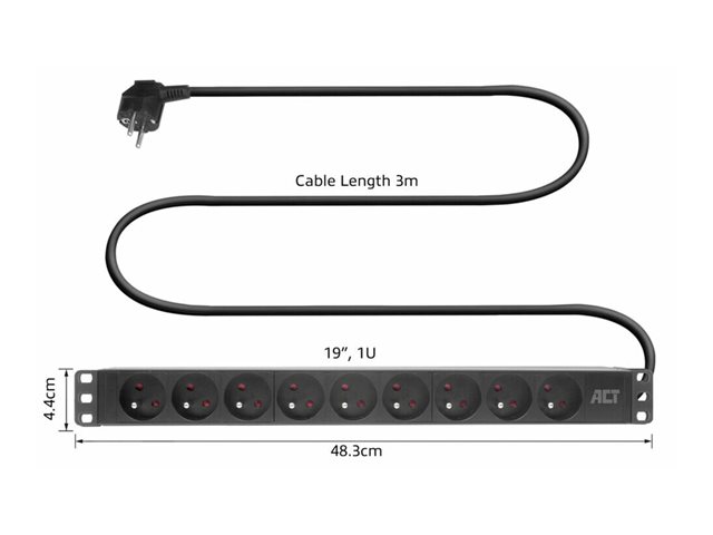 PDU CEE7/7 - TYPE E (9X). 1 stk