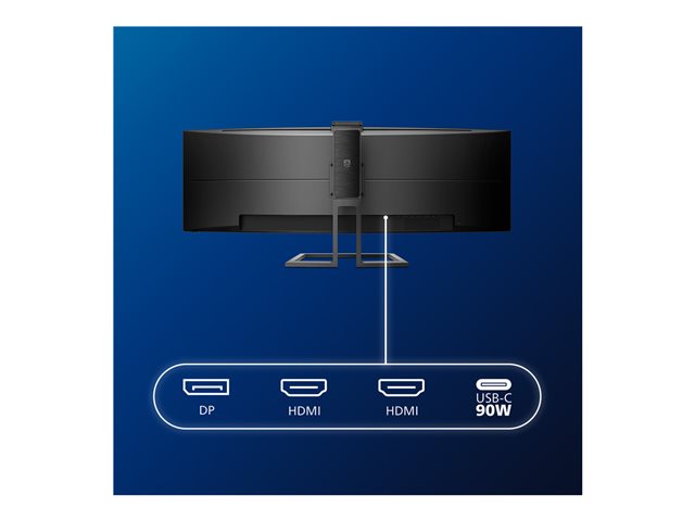 Philips Brilliance P-line 499P9H - LED monitor - curved - 49\" (48.8\" viewable) - 5120 x 1440 Dual Quad HD @ 60 Hz - VA - 450 cd/m² - 3000:1 - DisplayHDR 400 - 5 ms - 2xHDMI, DisplayPort, USB-C - speakers - textured black