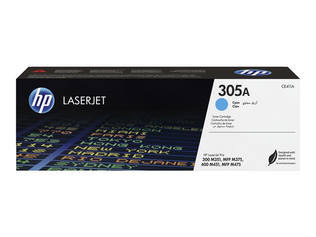 HP 305A - Cyan - original - LaserJet - toner cartridge (CE411A) - for LaserJet Pro 300 color M351a, 300 color MFP M375nw, 400 color M451, 400 color MFP M475