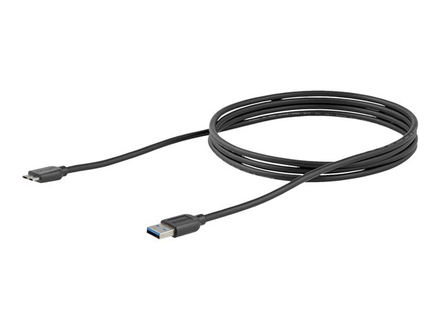 StarTech.com 2m 6ft Slim USB 3.0 A to Micro B Cable M/M - Mobile Charge Sync USB 3.0 Micro B Cable for Smartphones and Tablets (USB3AUB2MS) - USB cable - Micro-USB Type B (M) to USB Type A (M) - USB 3.0 - 2 m - molded - black - for P/N: BNDTBUSB3142, HBS304A24A, PEXUS313AC2V, PEXUSB311A1E, PEXUSB314A2V2, S251BMU3FP