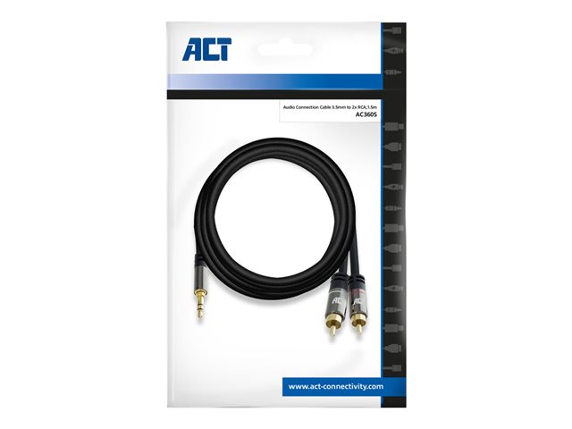 ACT - Audiokabel - mini-phone stereo 3.5 mm male naar RCA x 2 male - 15 m - beschermd - zwart