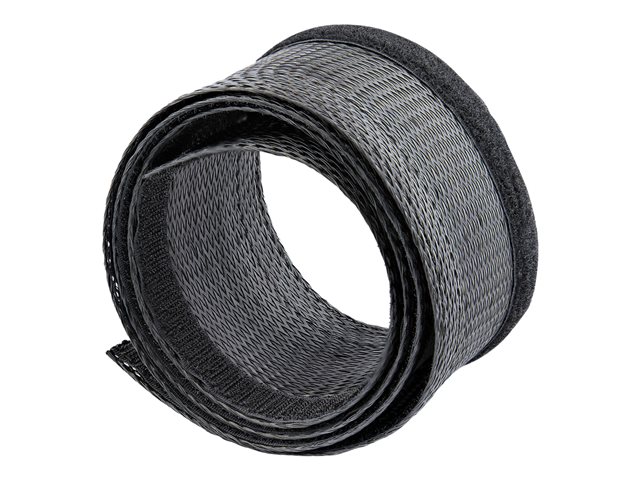 StarTech.com 10ft (3m) Cable Management Sleeve, Trimmable Heavy Duty Cable Wrap, 1.2\" (3cm) Dia Polyester Mesh Computer Cable Manager/Protector/Concealer - Black Cord Organizer/Hider, Floor Cable Cover, Wire Wraps (WKSTNCMFLX) - Cable management slee