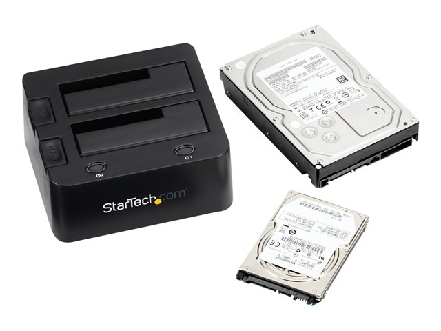 StarTech.com Dual-Bay USB 3.0 to SATA and IDE Hard Drive Docking Station, USB Hard Drive Dock, External 2.53.5 SATA III and IDE (40 pin) SSDHDD Docking Station, Hot-Swap Hard Drive Bays - Top-Loading - Storage controller - 2.5\", 3.5\" - ATA / SATA 6Gb/s - USB 3.0 - black - for P/N: SVA12M5NA