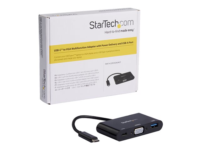 StarTech.com USB-C VGA Multiport Adapter - USB-A Port - with Power Delivery (USB PD) - USB C Adapter Converter - USB C Dongle (CDP2VGAUACP) - Docking station - USB-C / Thunderbolt 3 - VGA