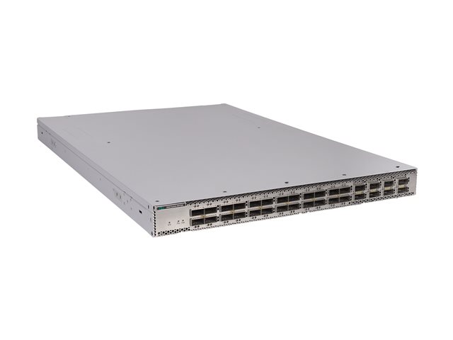 HPE Networking Comware 5960 24 Port 100/200G QSFP56 +8 Port 400G QSFP-DD Data Center Switch - Switch - horizontal surface mounting only - L4 - Managed - 24 x 100/200Gbit QSFP56/QSFP28 + 8 x 400 Gigabit QSFP-DD - front to back airflow - rack-mountable