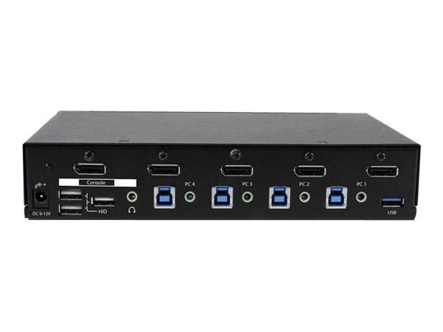 StarTech.com 4 Port DisplayPort KVM Switch - DP KVM Switch with Audio and Built-in USB 3.0 Hub for Peripherals - 4K 30Hz (SV431DPU3A2) - KVM / USB switch - 4 x KVM / audio / USB + 3 x SuperSpeed USB - 1 local user - rack-mountable - AC 120/230 V / DC 9 - 12 V - for P/N: SV431RACK