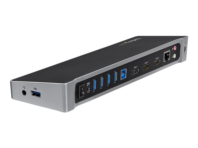StarTech.com Triple Monitor USB 3.0 Laptop Docking Station - 4K HDMI, 2x DisplayPort - Universal USB Dock for Windows & Mac OS (10.14 & Above) (USB3DOCKH2DP) - Docking station - USB - 1GbE - for P/N: ARMBARTRIO2, ARMTRIO, LTLOCK