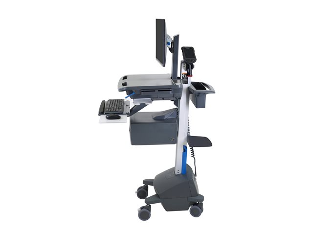 Ergotron StyleView - Cart - open architecture - for LCD display / PC equipment - with LCD pivot, LiFe powered, EU - lockable - medical - high-grade plastic, aluminium, zinc-plated steel - dark grey - screen size: up to 24\" - 45 Ah - lithium iron phos