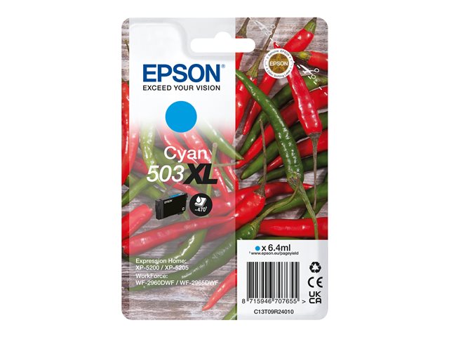 Epson 503XL - 6.4 ml - cyan - original - blister - ink cartridge - for EPL 5200, RIP Station 5200, WorkForce WF-2960
