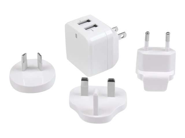StarTech.com Dual Port USB Wall Charger 17W/3.4A - Travel Charger 110V/220V - Power adapter - 17 Watt - 3.4 A - 2 output connectors (USB) - white - for P/N: USBLT1MWS, USBLT2MBR, USBLT2MW, USBLT30CMW, USBLTM1MBK, USBLTM1MWH, VID2VGATV3