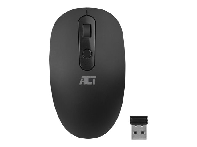 Muis - rechts- en linkshandig - 3 knoppen - draadloos - 2.4 GHz - USB draadloze ontvanger - zwart