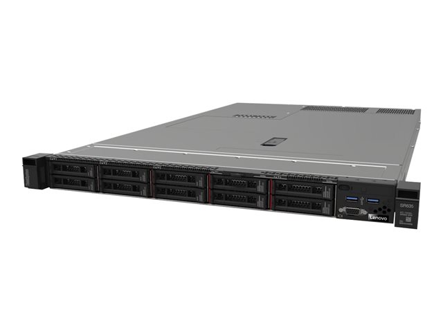 Lenovo ThinkSystem SR635 7Y99 - Server - rack-mountable - 1U - 1-way - 1 x EPYC 7502P / up to 3.35 GHz - RAM 32 GB - SAS - hot-swap 2.5\" bay(s) - no HDD - AST2500 - no OS - monitor: none