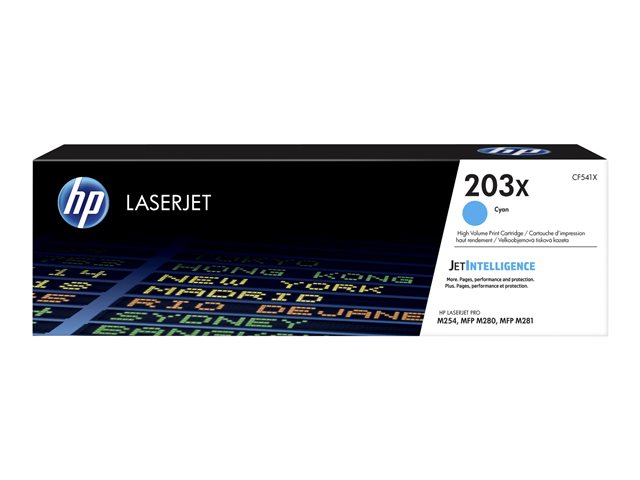 HP 203X - High Yield - cyan - original - LaserJet - toner cartridge (CF541X) - for Color LaserJet Pro M254dw, M254nw, MFP M280nw, MFP M281cdw, MFP M281fdn, MFP M281fdw