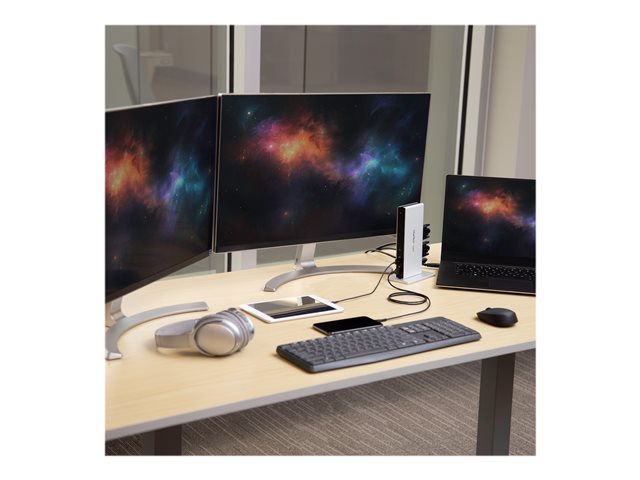 StarTech.com Dual Monitor USB 3.0 Docking Station w/ DVI to VGA & HDMI Adapters, 5x USB 3.0 & Audio - Vertical DVI Dock for Mac & Windows (USB3SDOCKDD) - Docking station - USB - DVI - 1GbE - for P/N: ARMBARDUO, ARMDUAL, ARMDUAL30, ARMSLIMDUO, TB33A1C
