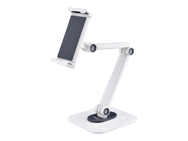 StarTech.com Adjustable Tablet Stand for Desk, Desk/Wall Mountable, Supports Up to 2.2lb, Universal Tablet Stand Holder for Desk, Articulating Tablet Mount with Pivot/Swivel/Rotate - Ergonomic Tablet Stand (ADJ-TABLET-STAND-W) - Stand - for tablet - aluminium and steel - white - screen size: 4.7\"-12.9\" - wall-mountable, desk-mountable