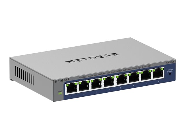 NETGEAR Plus GS108Ev4 - Switch - unmanaged - desktop, wall-mountable, rack-mountable