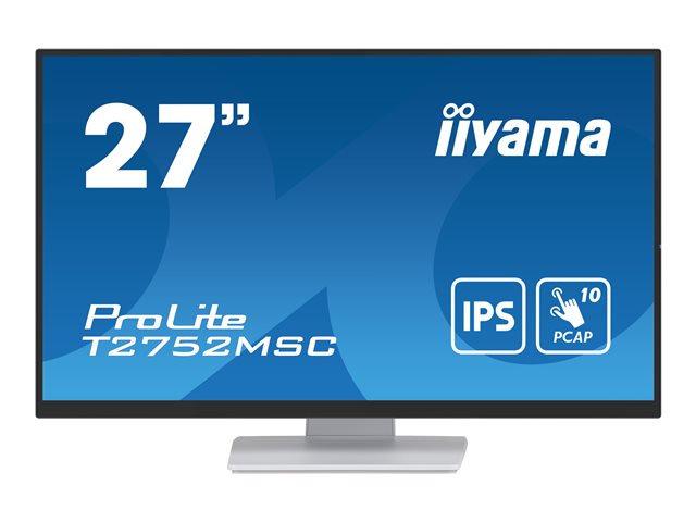 iiyama ProLite T2752MSC-W1AG - LED monitor - 27\" - touchscreen - 1920 x 1080 Full HD (1080p) @ 60 Hz - IPS - 400 cd/m² - 1000:1 - 5 ms - HDMI, DisplayPort - speakers - white, matte