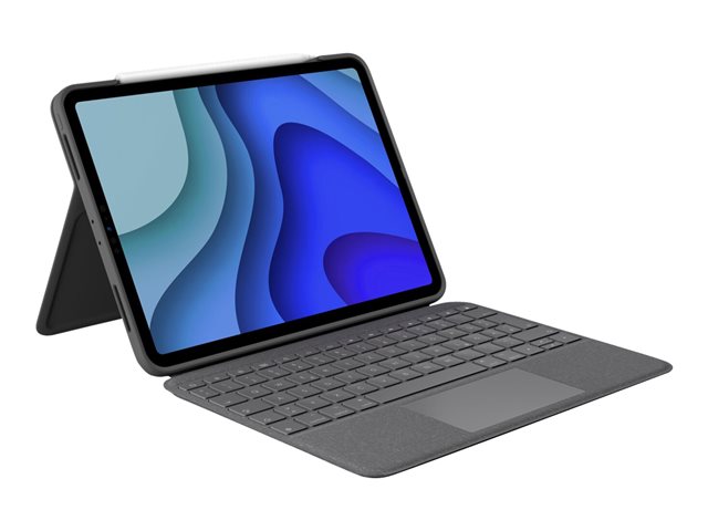 Logitech Folio Touch - Keyboard and folio case - with trackpad - backlit - Apple Smart connector - QWERTZ - German - oxford grey - for Apple 10.9-inch iPad Air (4th generation, 5th generation)