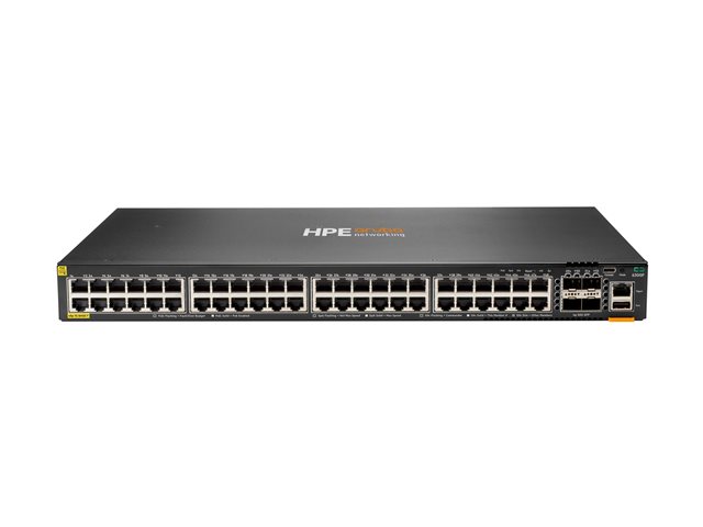 HPE Aruba 6300F - Switch - L3 - Managed - 48 x 10/100/1000 (PoE+) + 4 x 50 Gigabit Ethernet SFP56 - front to back airflow - rack-mountable - PoE+ - TAA Compliant