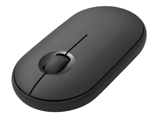 Logitech Pebble M350 - Mouse - optical - 3 buttons - wireless - Bluetooth, 2.4 GHz - USB wireless receiver - graphite